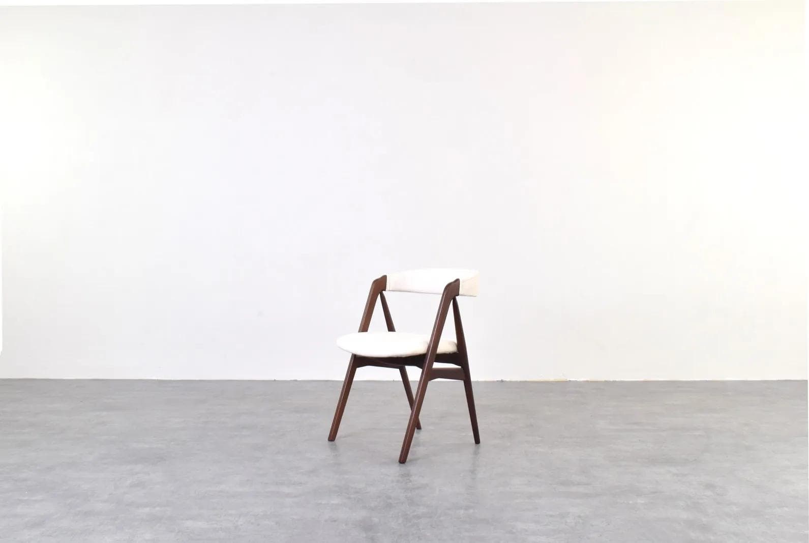 Set of four chairs model 205, brown teak, beige fabric, by Th. Harlev, Farstrup, Denmark, 1960s. - 315107