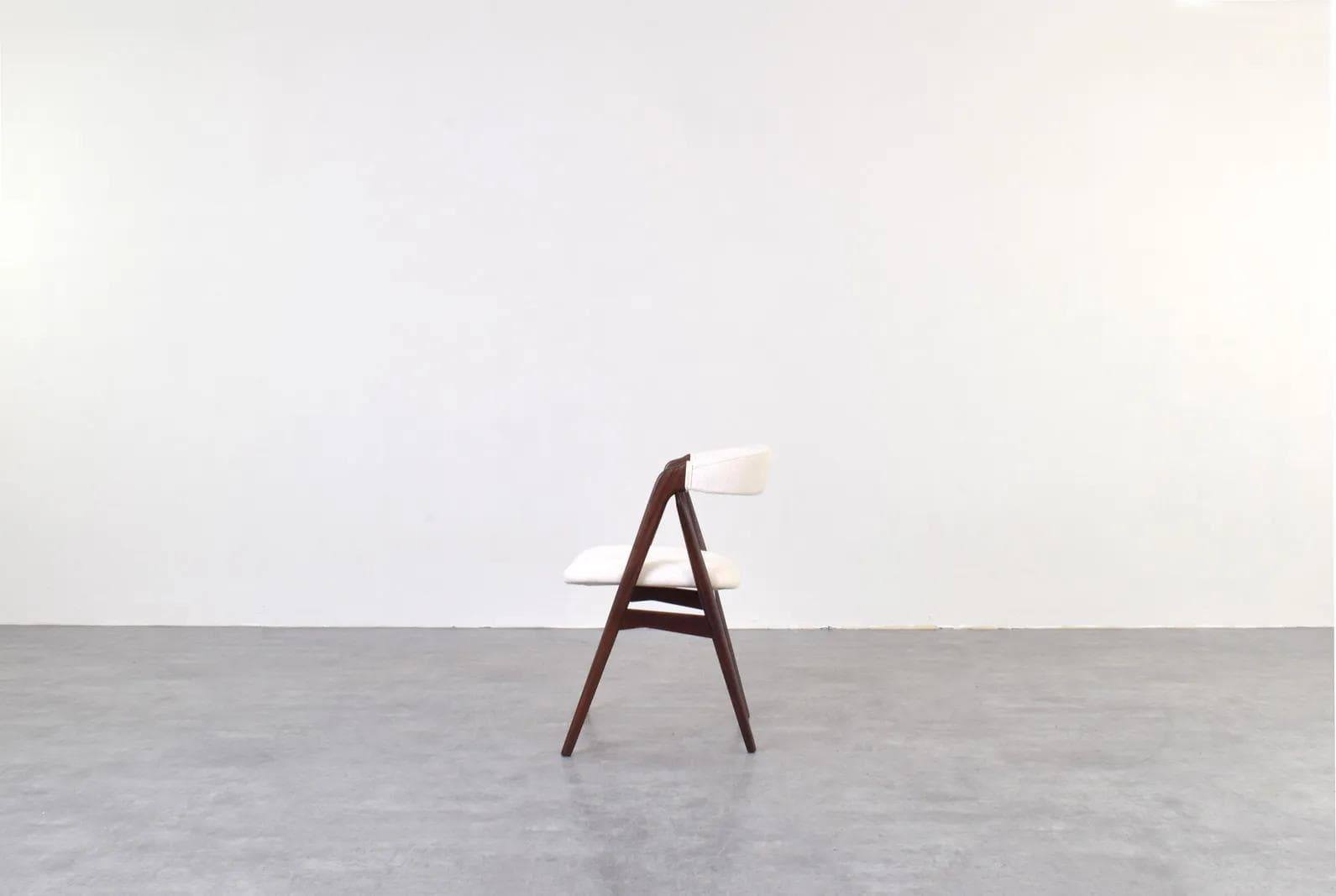 Set of four chairs model 205, brown teak, beige fabric, by Th. Harlev, Farstrup, Denmark, 1960s. - 315103