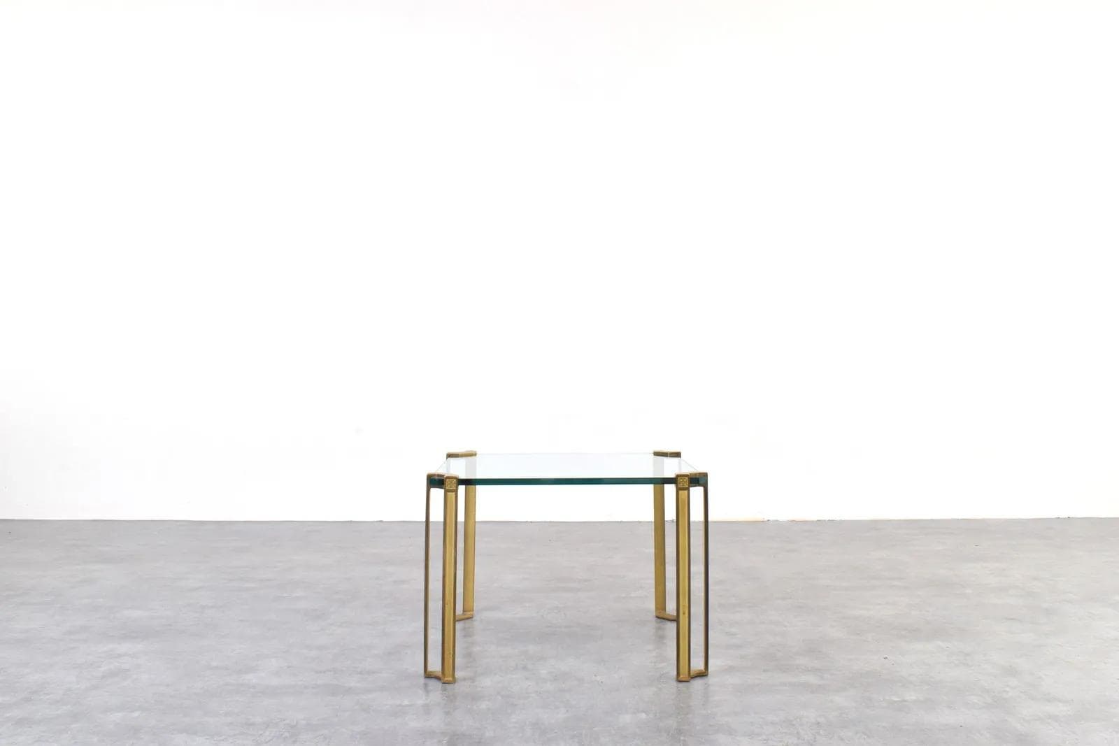 Coffee Table, transparent glass, gold brass, by P. Ghyczy, Netherlands, 1970s - 315094