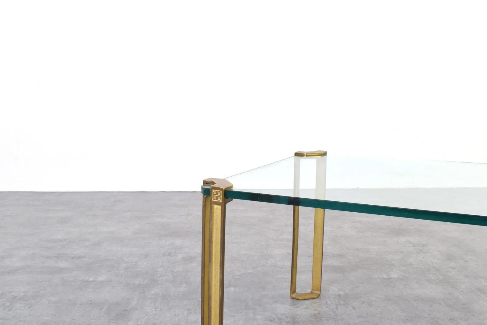 Coffee Table, transparent glass, gold brass, by P. Ghyczy, Netherlands, 1970s - 315093