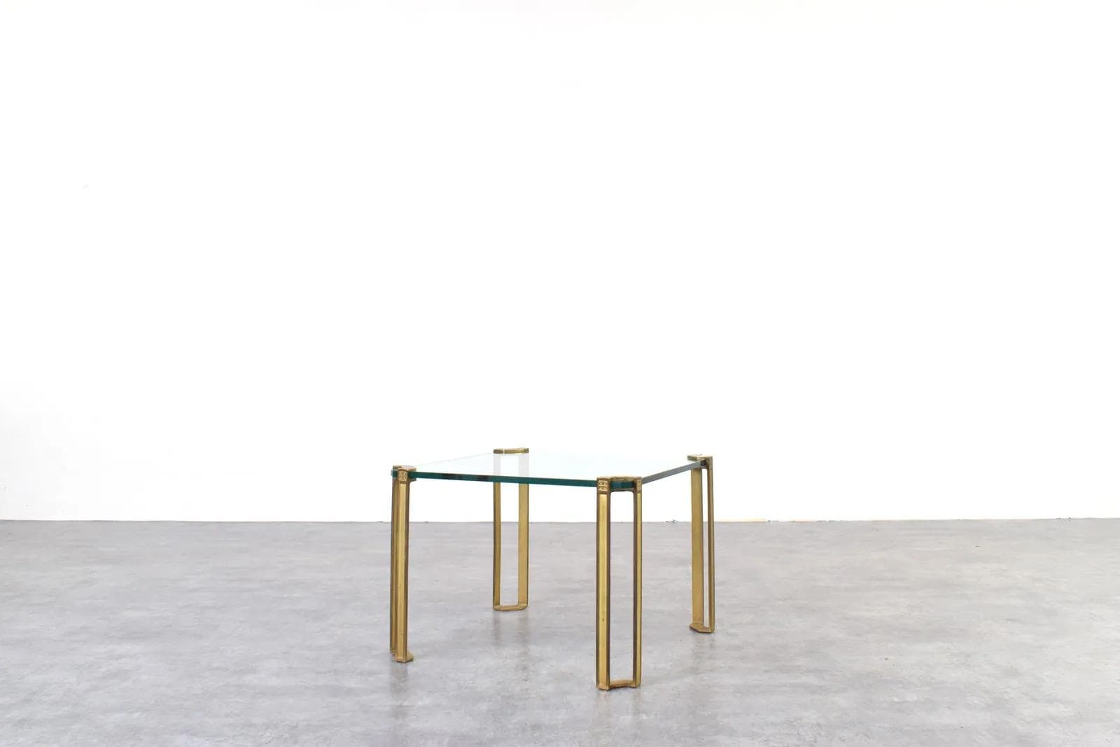 Coffee Table, transparent glass, gold brass, by P. Ghyczy, Netherlands, 1970s - 315095