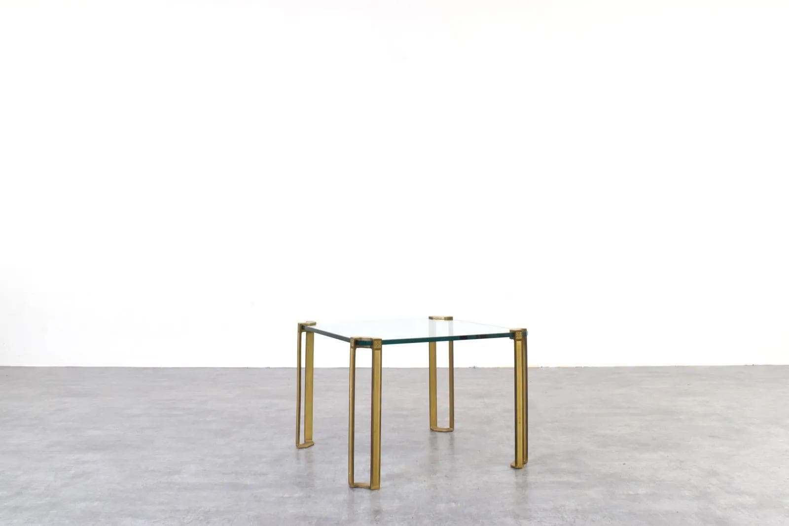Coffee Table, transparent glass, gold brass, by P. Ghyczy, Netherlands, 1970s - 315098