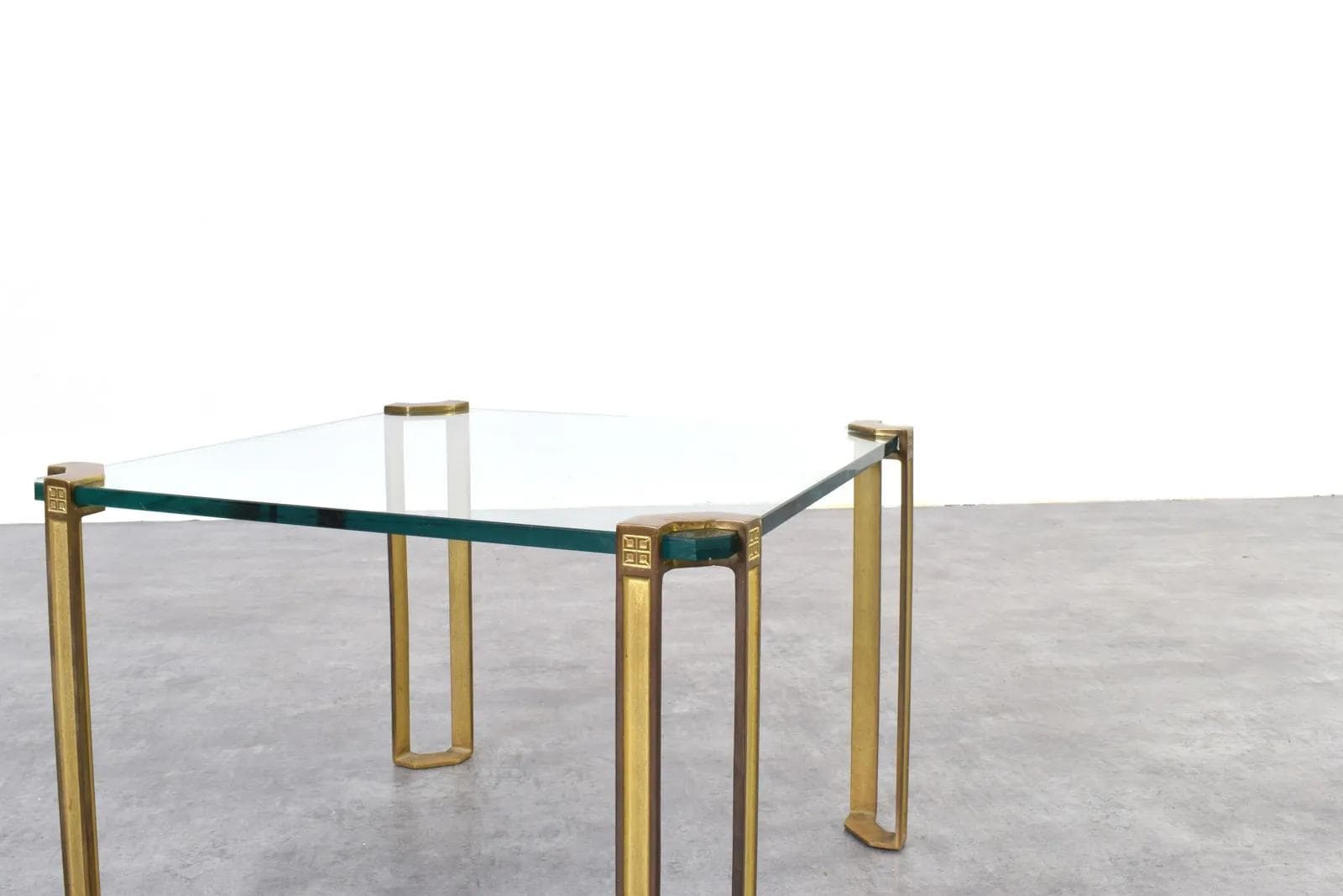 Coffee Table, transparent glass, gold brass, by P. Ghyczy, Netherlands, 1970s - 315092