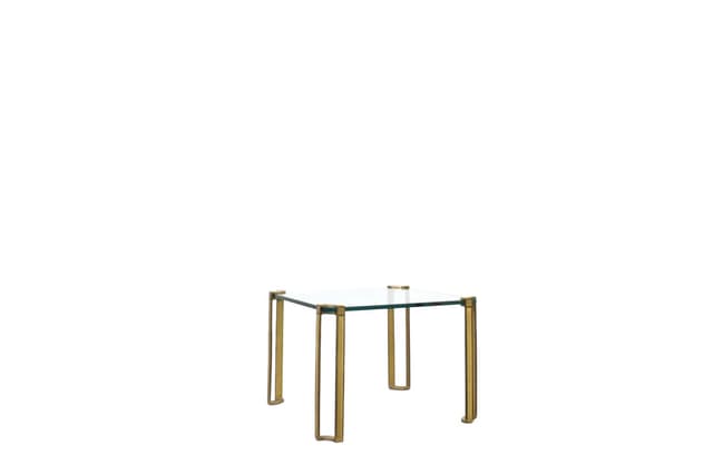 Coffee Table, transparent glass, gold brass, by P. Ghyczy, Netherlands, 1970s - DIMENSION