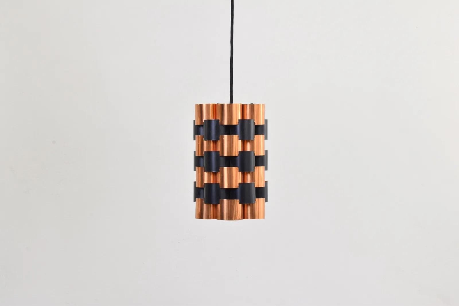 Plafon/Kinkiet, czarny metal, miedź, proj. W. Schou, Coronell Elektro, Dania, lata 70. - 315090