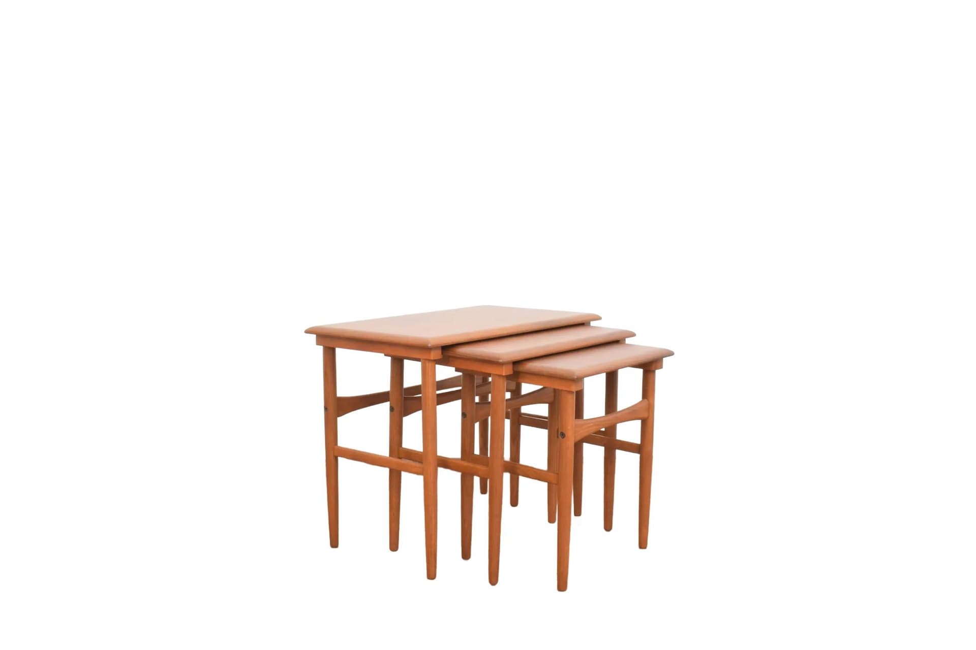 Set of three side tables, brown teak, Denmark, 1960s.