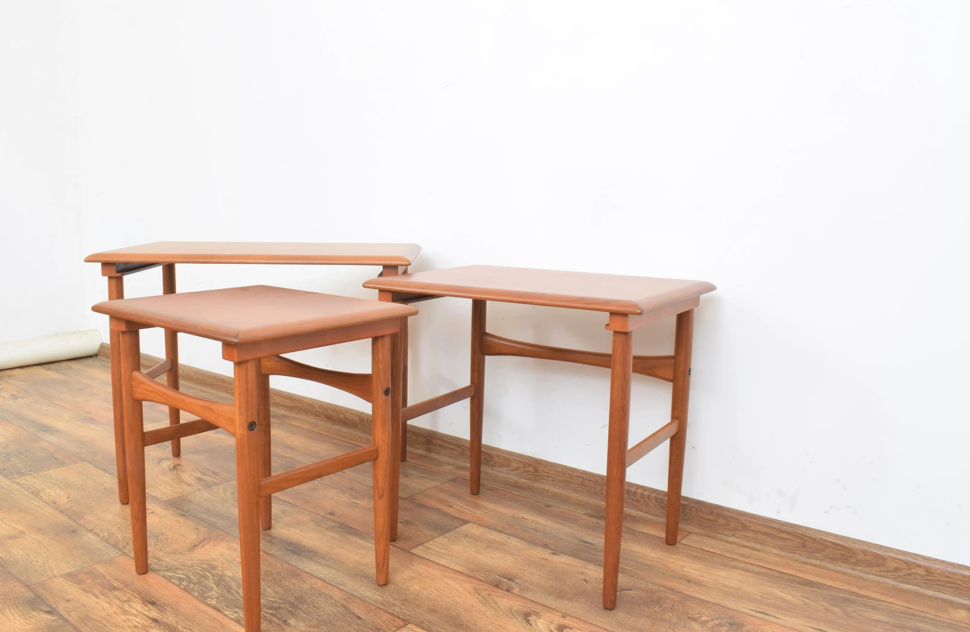 Set of three side tables, brown teak, Denmark, 1960s. - 315067