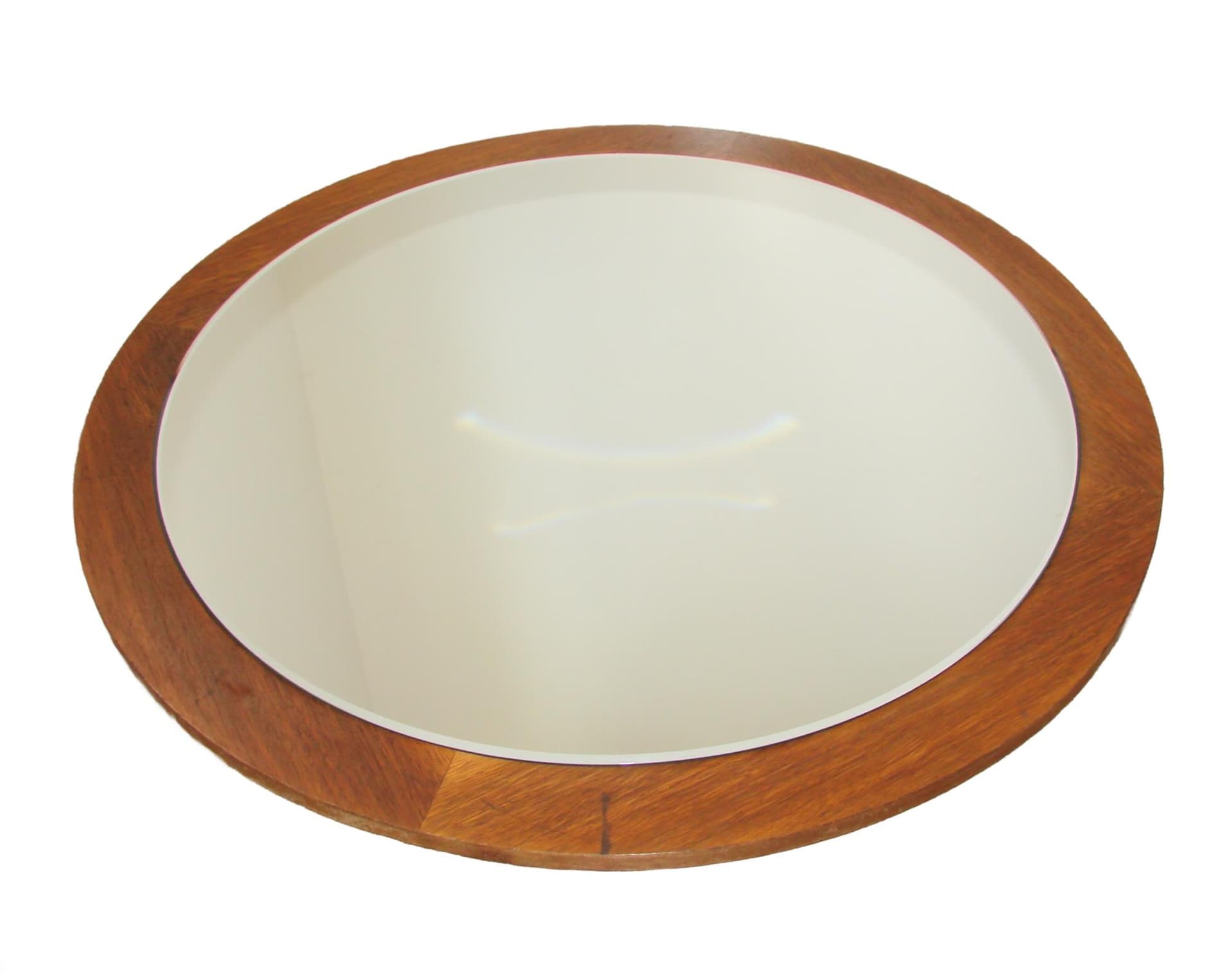Round Wall Mirror 70 cm, brown teak, 1970s