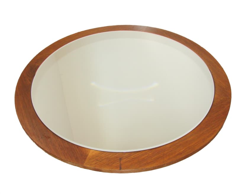 Round Wall Mirror 70 cm, brown teak, 1970s