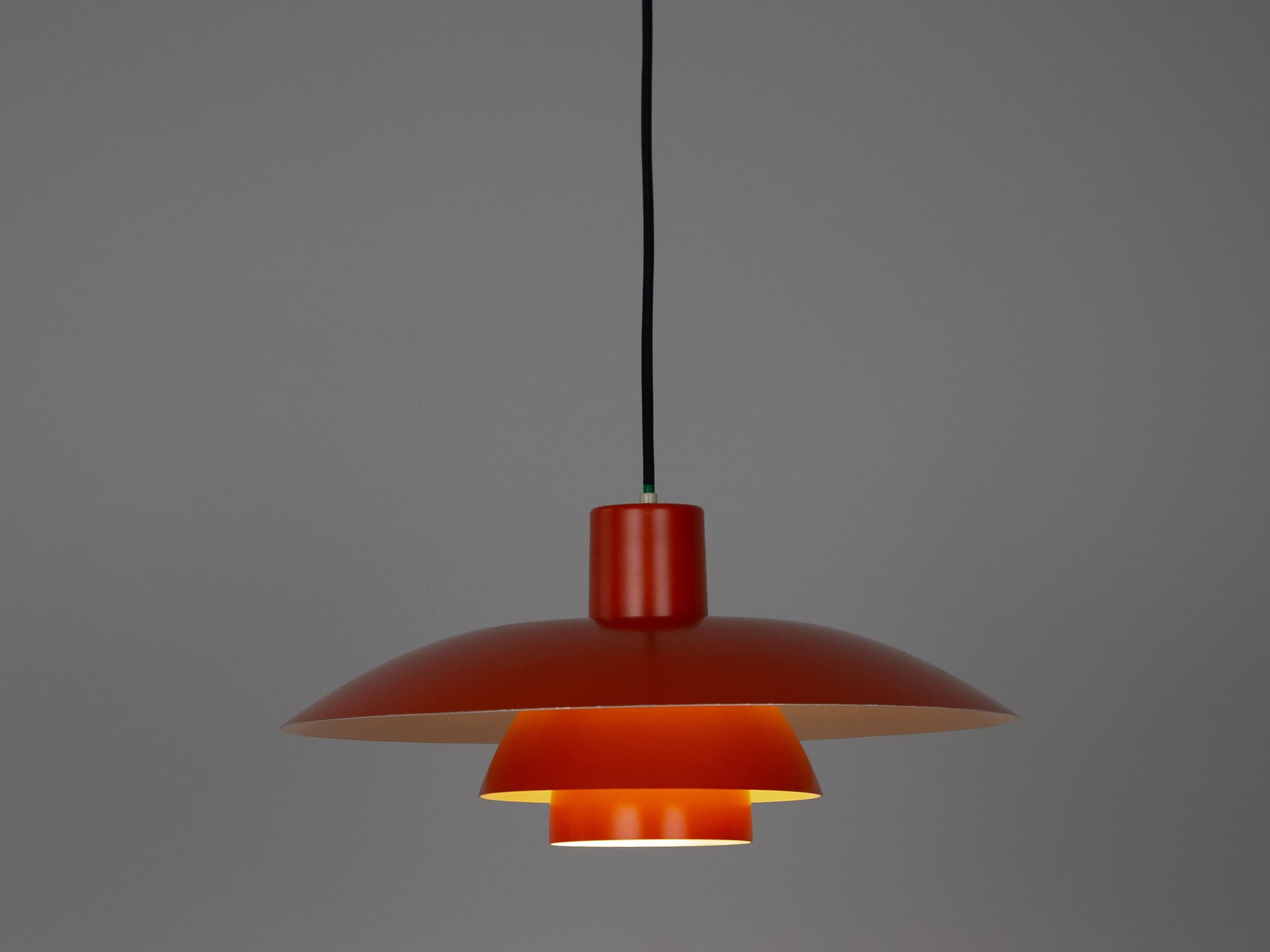 Lampa wisząca PH 4/3, czerwona, aluminium, proj. P. Henningsen, Louis Poulsen, Dania, lata 70. - 314898