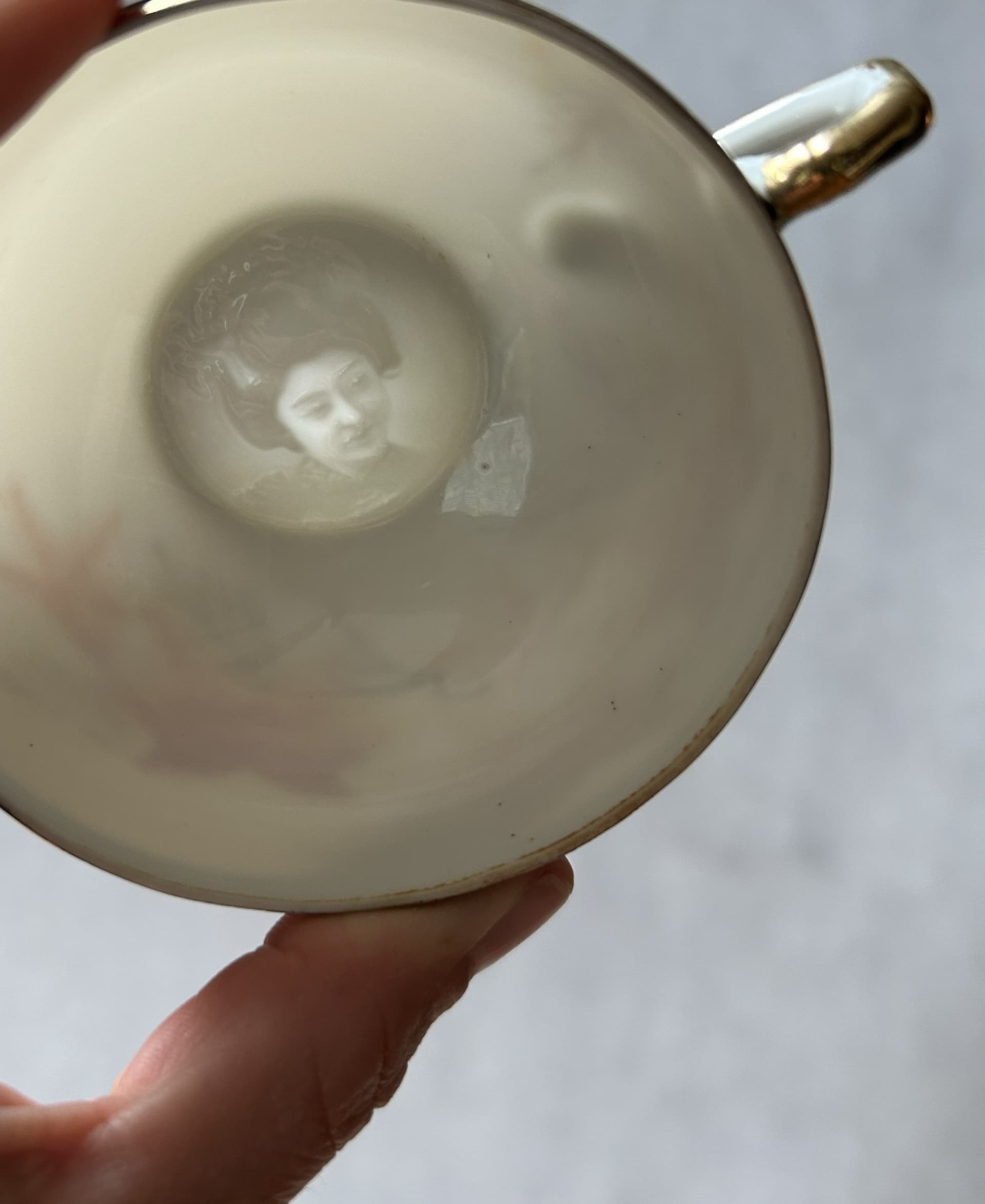 Zestaw porcelanowy, motyw Gejsza, biały porcelana, bambus brązowy, Japonia, lata 70. - 316429