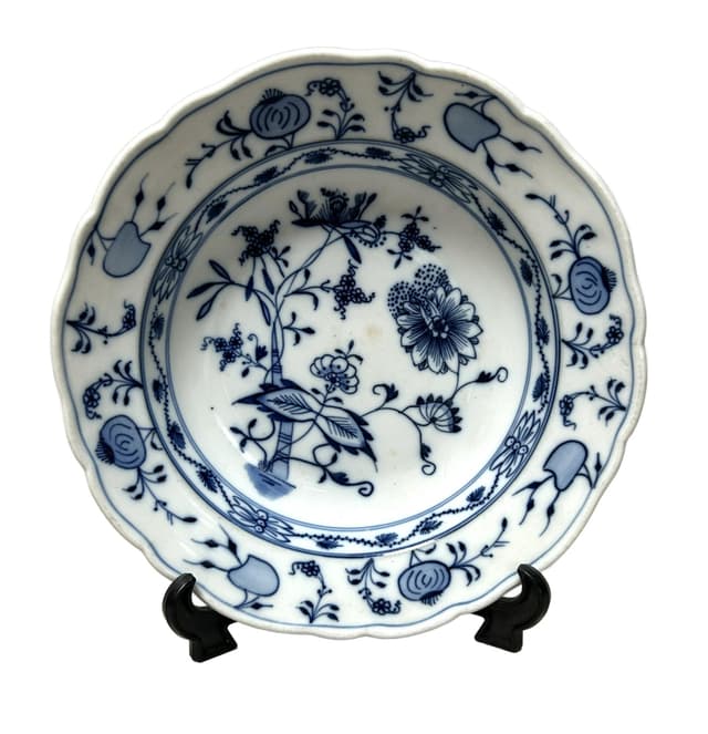Talerz głęboki Zwiebelmuster 25 cm, porcelana biała, Meissen, Niemcy, początek XX w. - WYMIARY