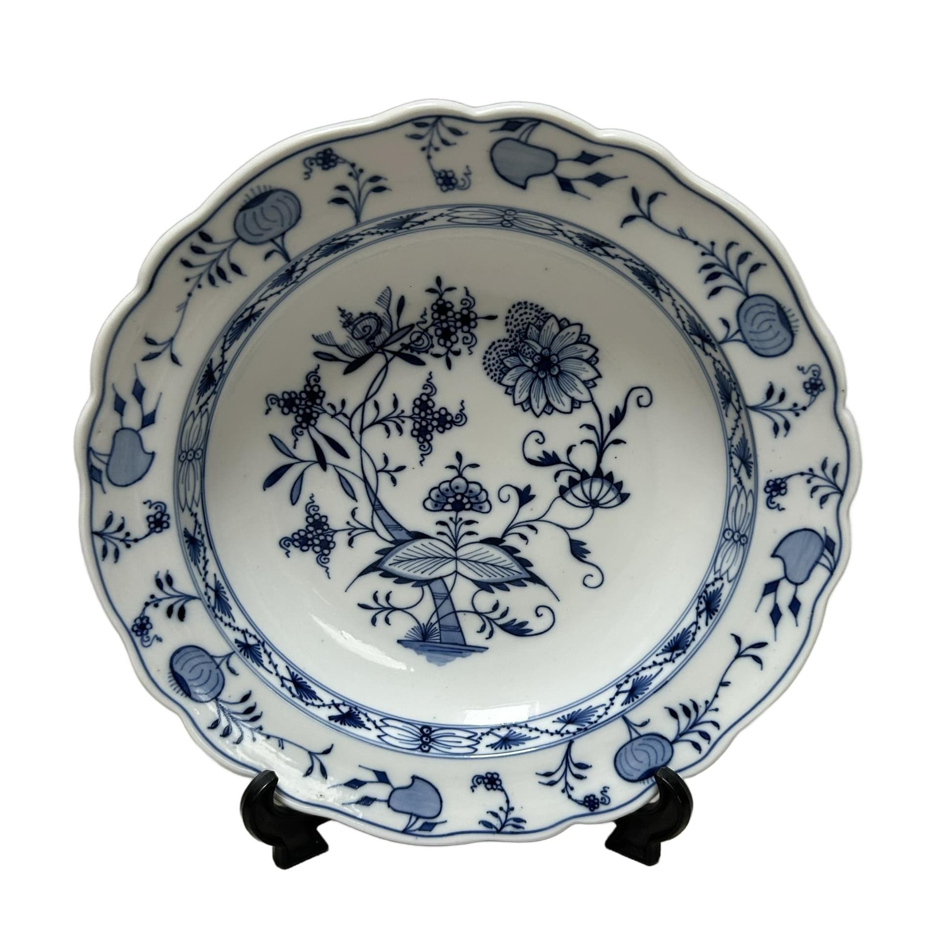 Talerz głęboki Zwiebelmuster 27 cm, porcelana biała kobaltowa, Meissen, Niemcy, XIX w.
