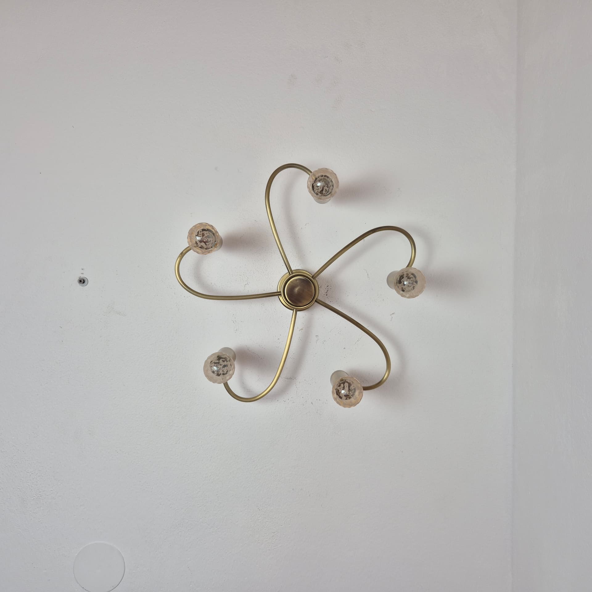 Lampa sufitowa, space age, metal złoty, Honsel, Niemcy, lata 70. - 316485