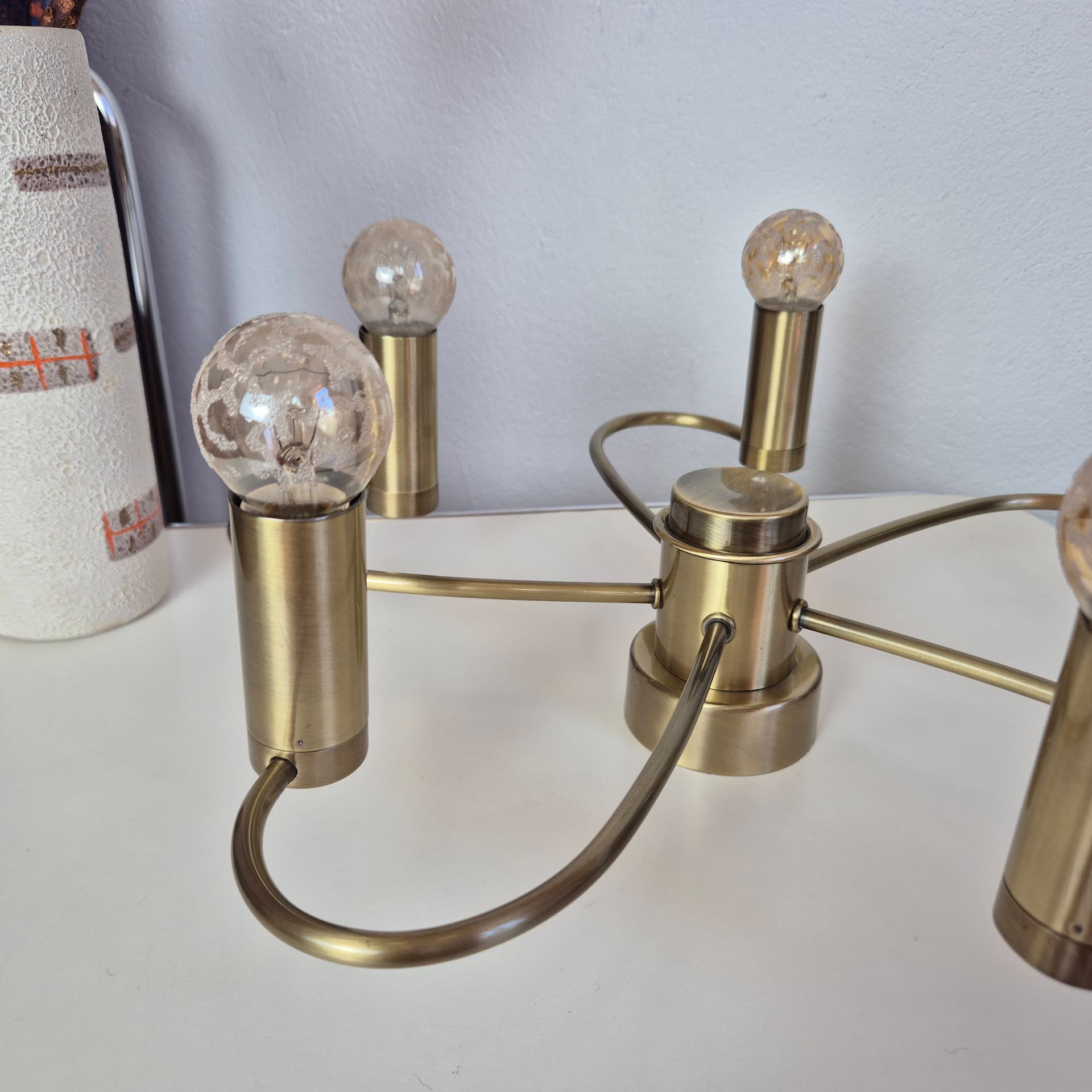 Lampa sufitowa, space age, metal złoty, Honsel, Niemcy, lata 70. - 316488
