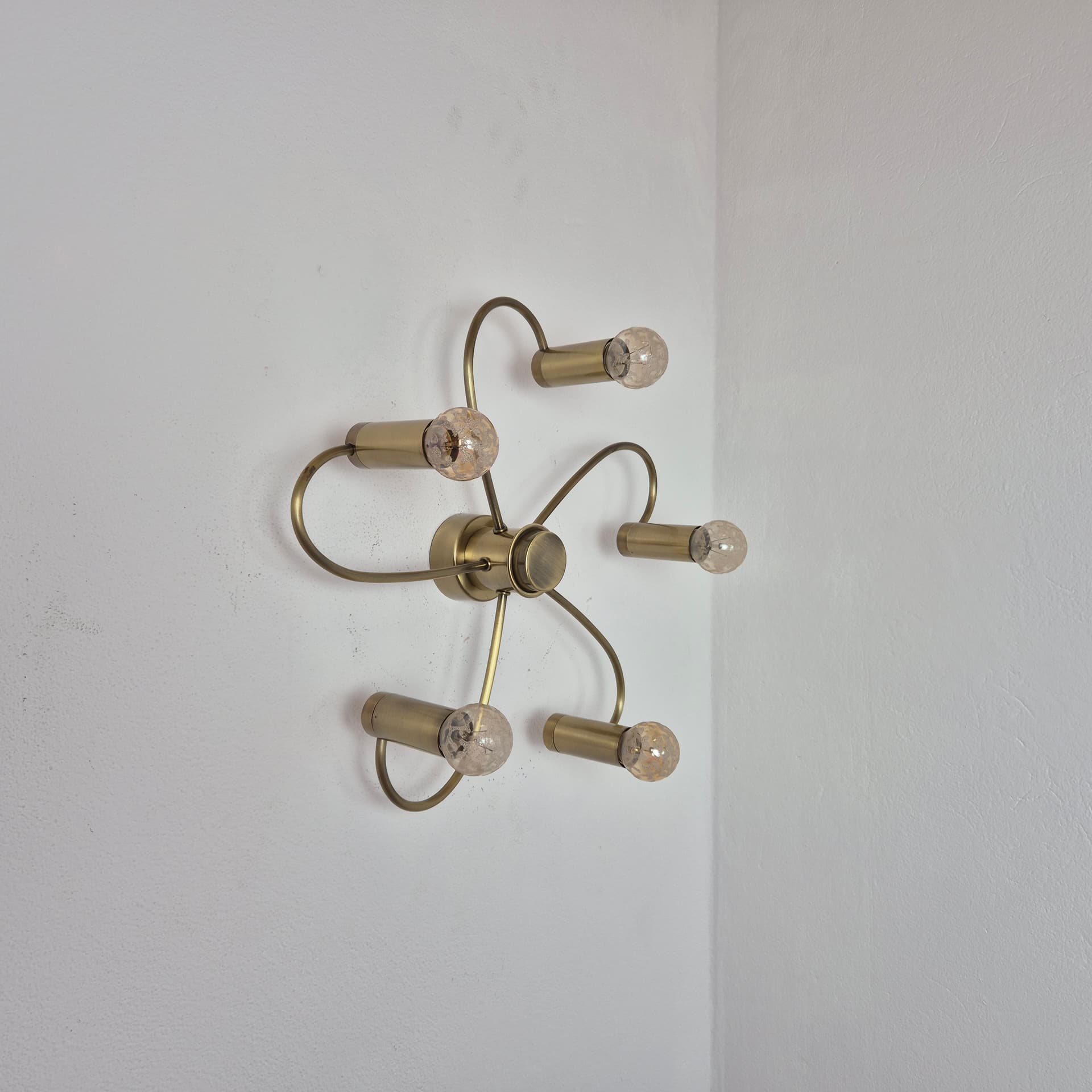 Lampa sufitowa, space age, metal złoty, Honsel, Niemcy, lata 70. - 316486