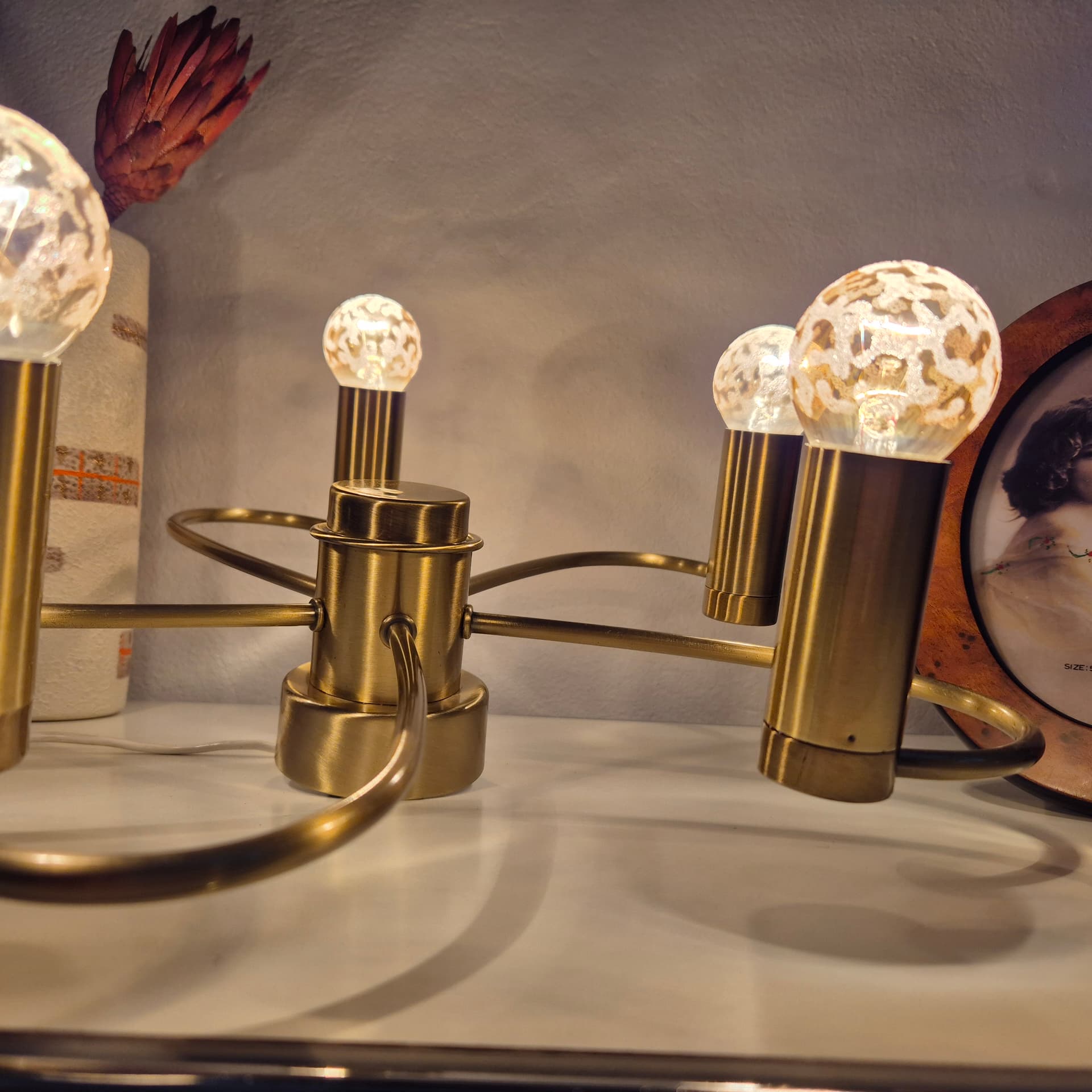 Lampa sufitowa, space age, metal złoty, Honsel, Niemcy, lata 70. - 316491