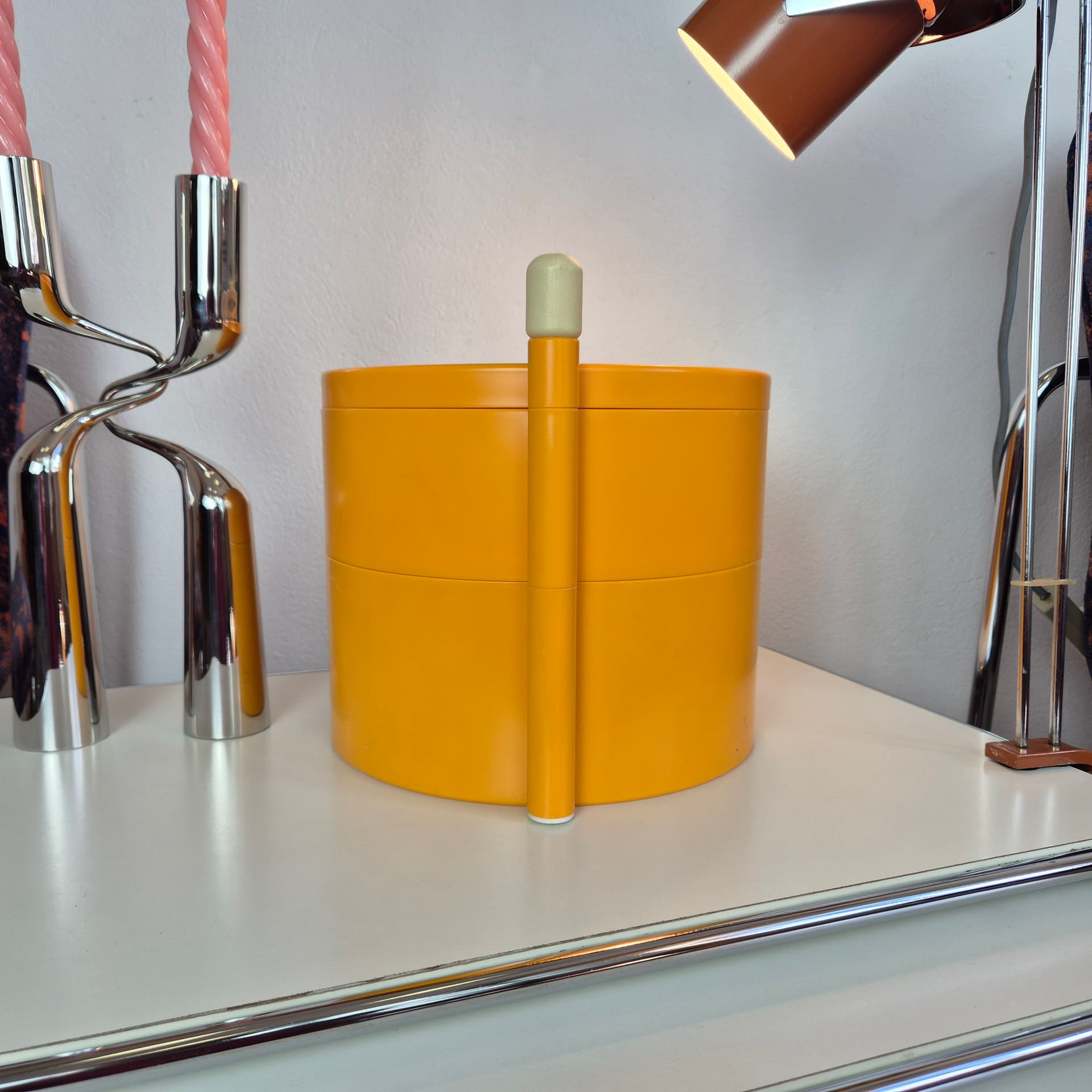 Tabletop Sewing Box Space Age, orange beige, plastic, Germany, 1970s. - 316590