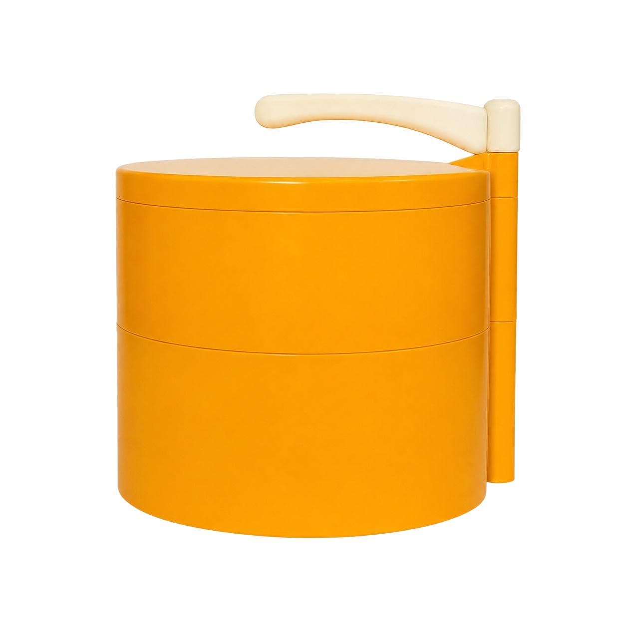 Tabletop Sewing Box Space Age, orange beige, plastic, Germany, 1970s.