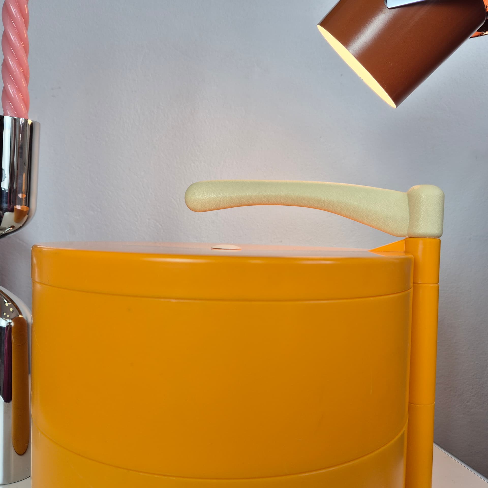 Tabletop Sewing Box Space Age, orange beige, plastic, Germany, 1970s. - 316585