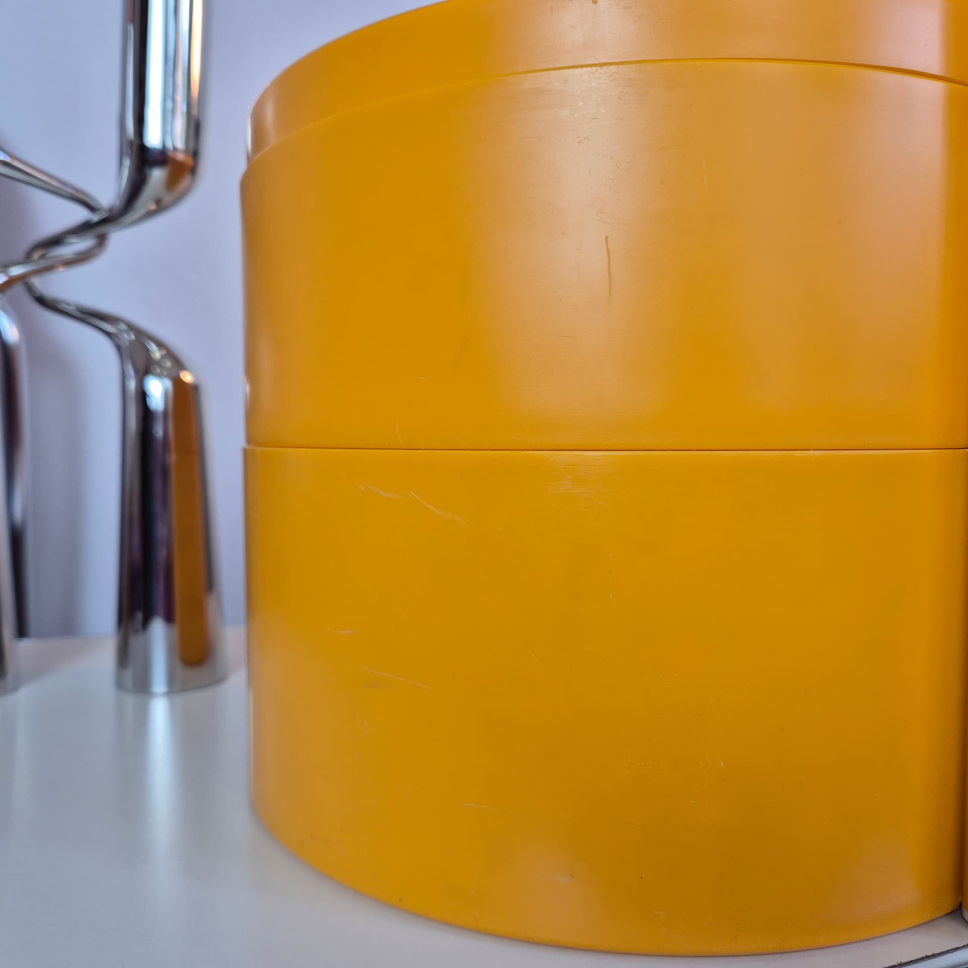 Tabletop Sewing Box Space Age, orange beige, plastic, Germany, 1970s. - 316592