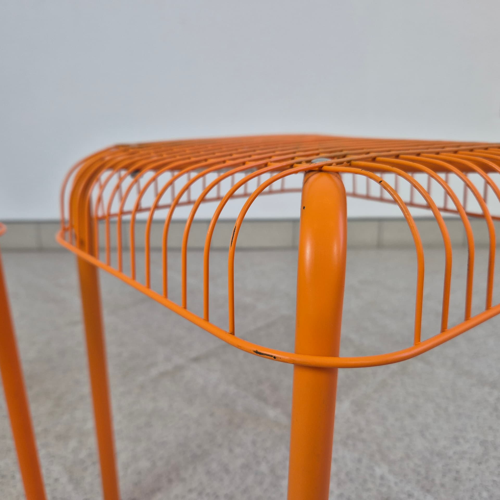 Stool Vasteron, orange metal, by I. Bermúdez, F. Cayouotte, Ikea, 1990s. - 316603