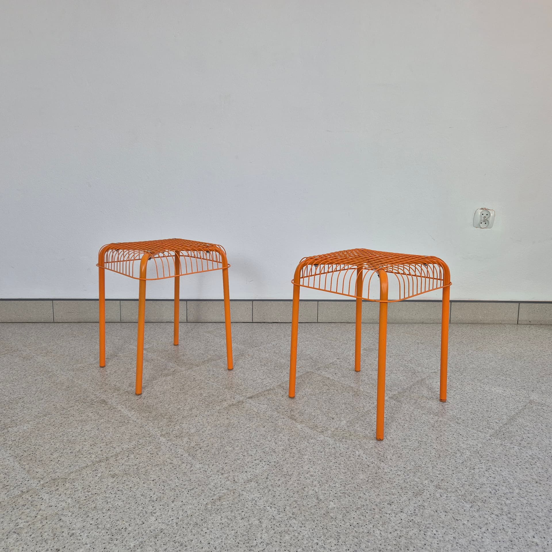 Stool Vasteron, orange metal, by I. Bermúdez, F. Cayouotte, Ikea, 1990s. - 316602