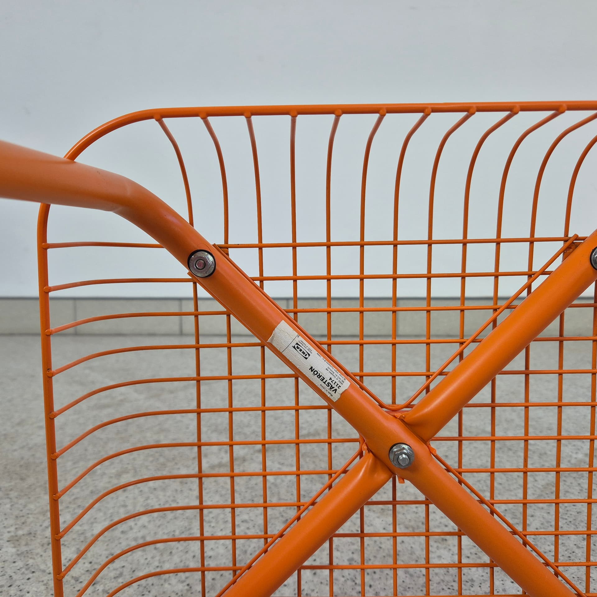 Stool Vasteron, orange metal, by I. Bermúdez, F. Cayouotte, Ikea, 1990s. - 316604