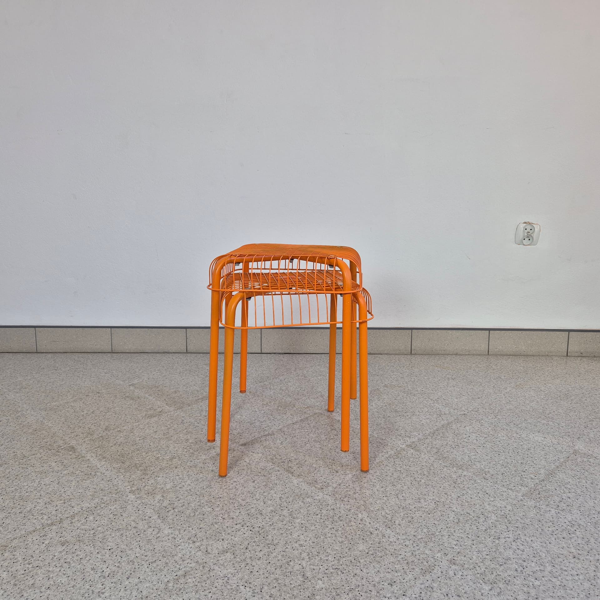 Stool Vasteron, orange metal, by I. Bermúdez, F. Cayouotte, Ikea, 1990s. - 316606