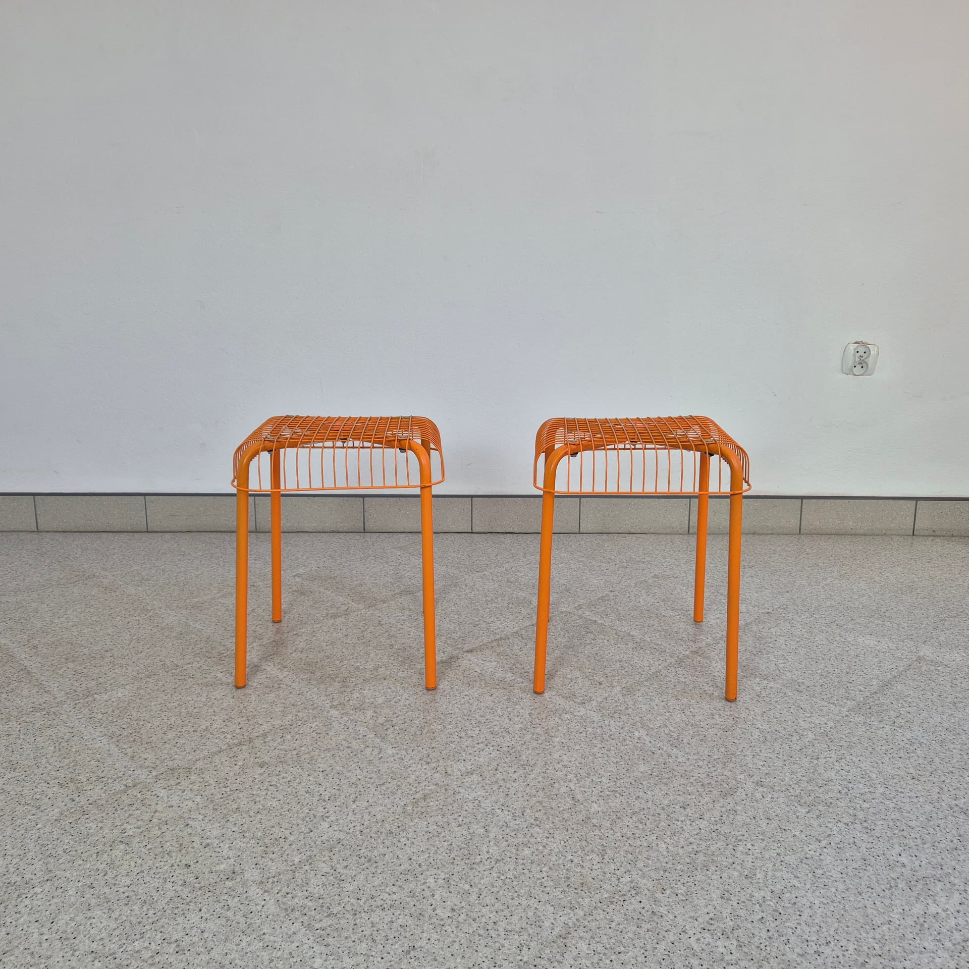 Stool Vasteron, orange metal, by I. Bermúdez, F. Cayouotte, Ikea, 1990s. - 316608