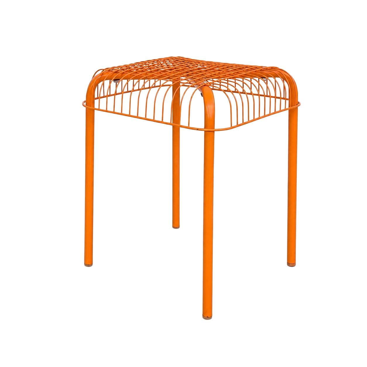 Stool Vasteron, orange metal, by I. Bermúdez, F. Cayouotte, Ikea, 1990s.