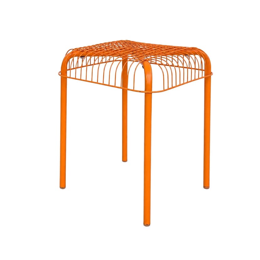 Taboret Vasteron, metal pomarańczowy, proj. I. Bermúdez, F. Cayouotte, Ikea, lata 90.