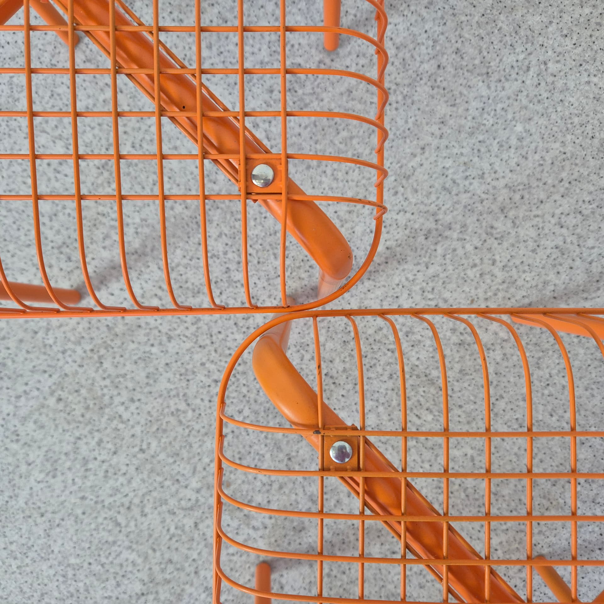 Stool Vasteron, orange metal, by I. Bermúdez, F. Cayouotte, Ikea, 1990s. - 316609