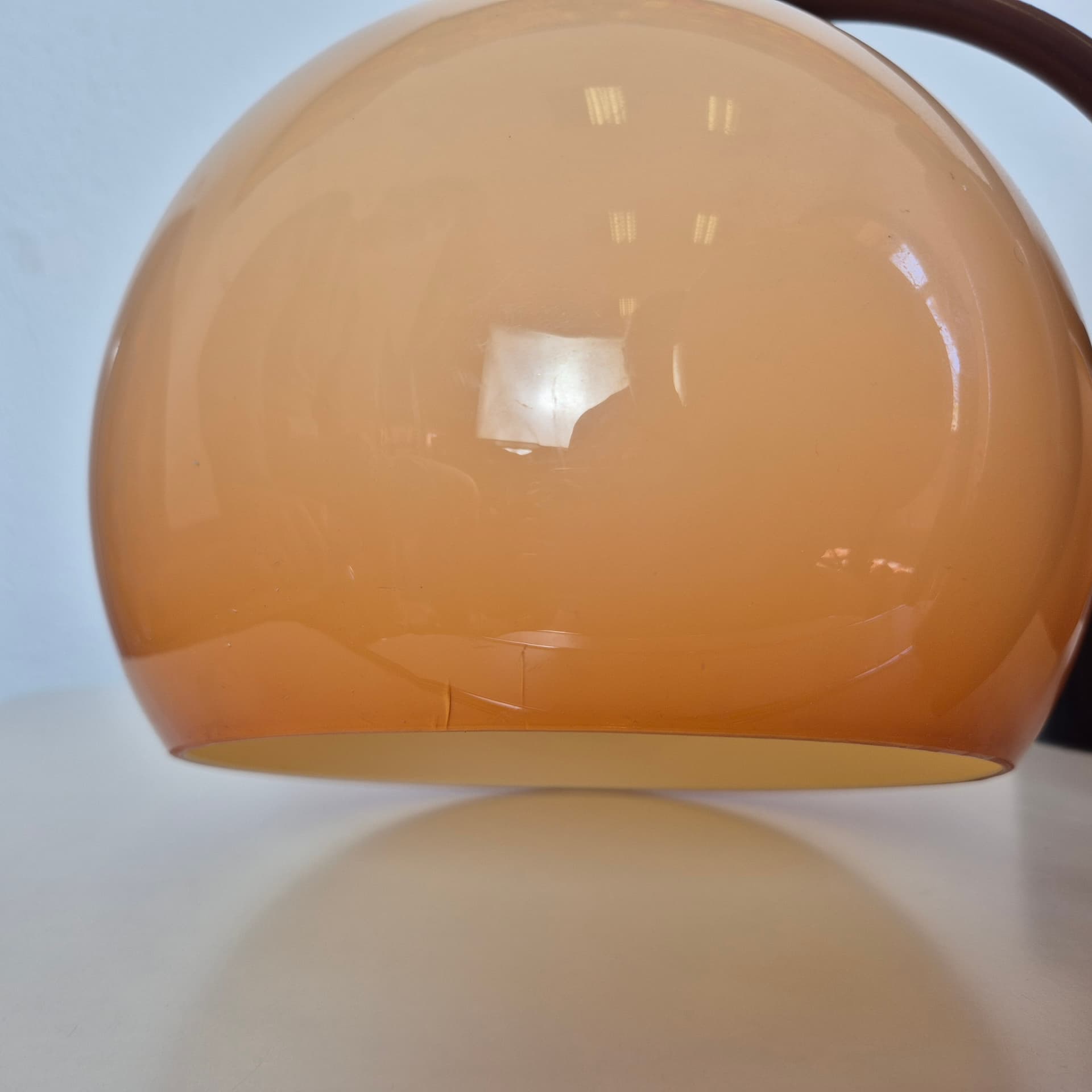 Pendant lamp Space Age, ombre beige orange plastic, brown metal, Hungary, 1960s. - 316618