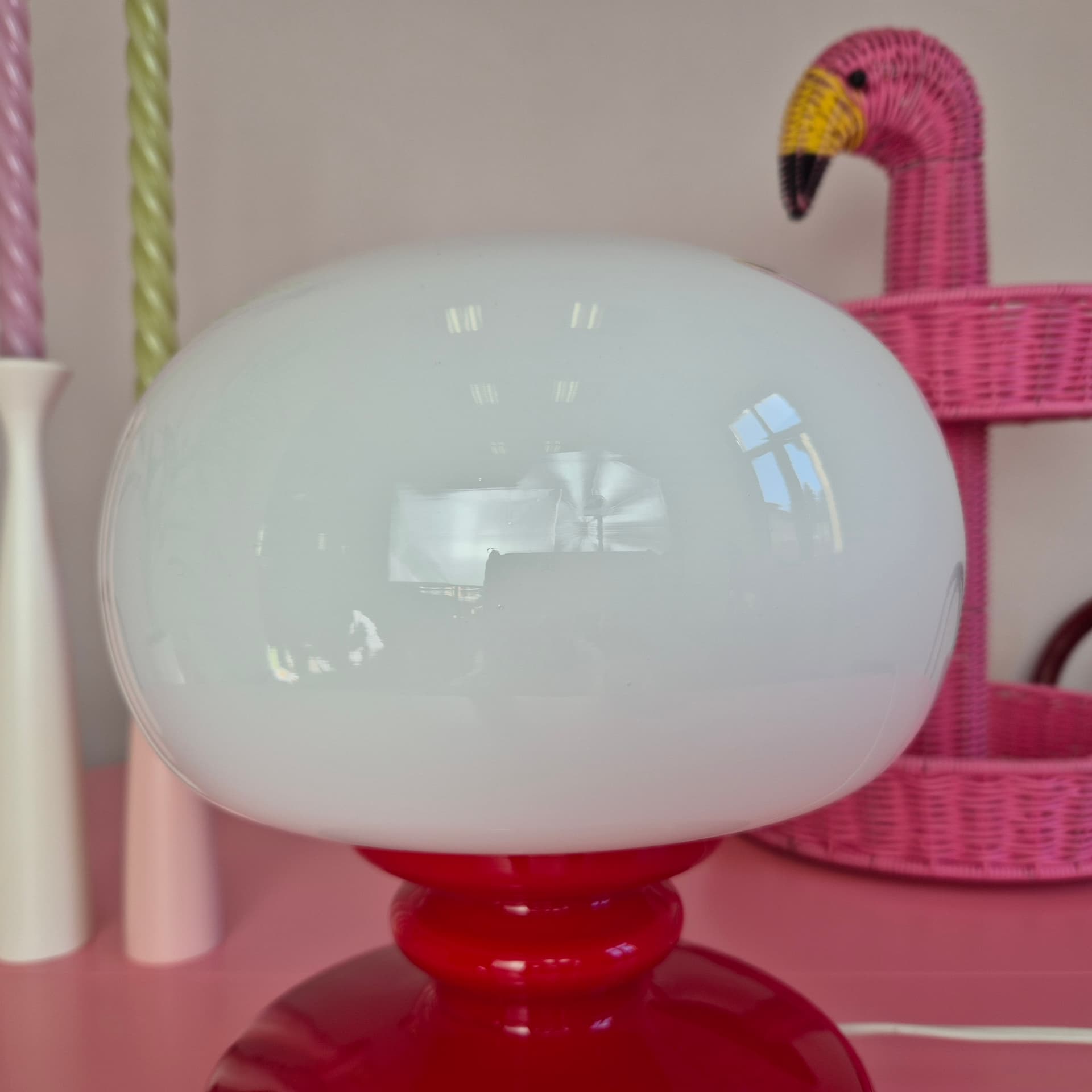 Table lamp, red white glass, by Š. Tabera, OPP Jihlava, Czechoslovakia, 1970s. - 316746
