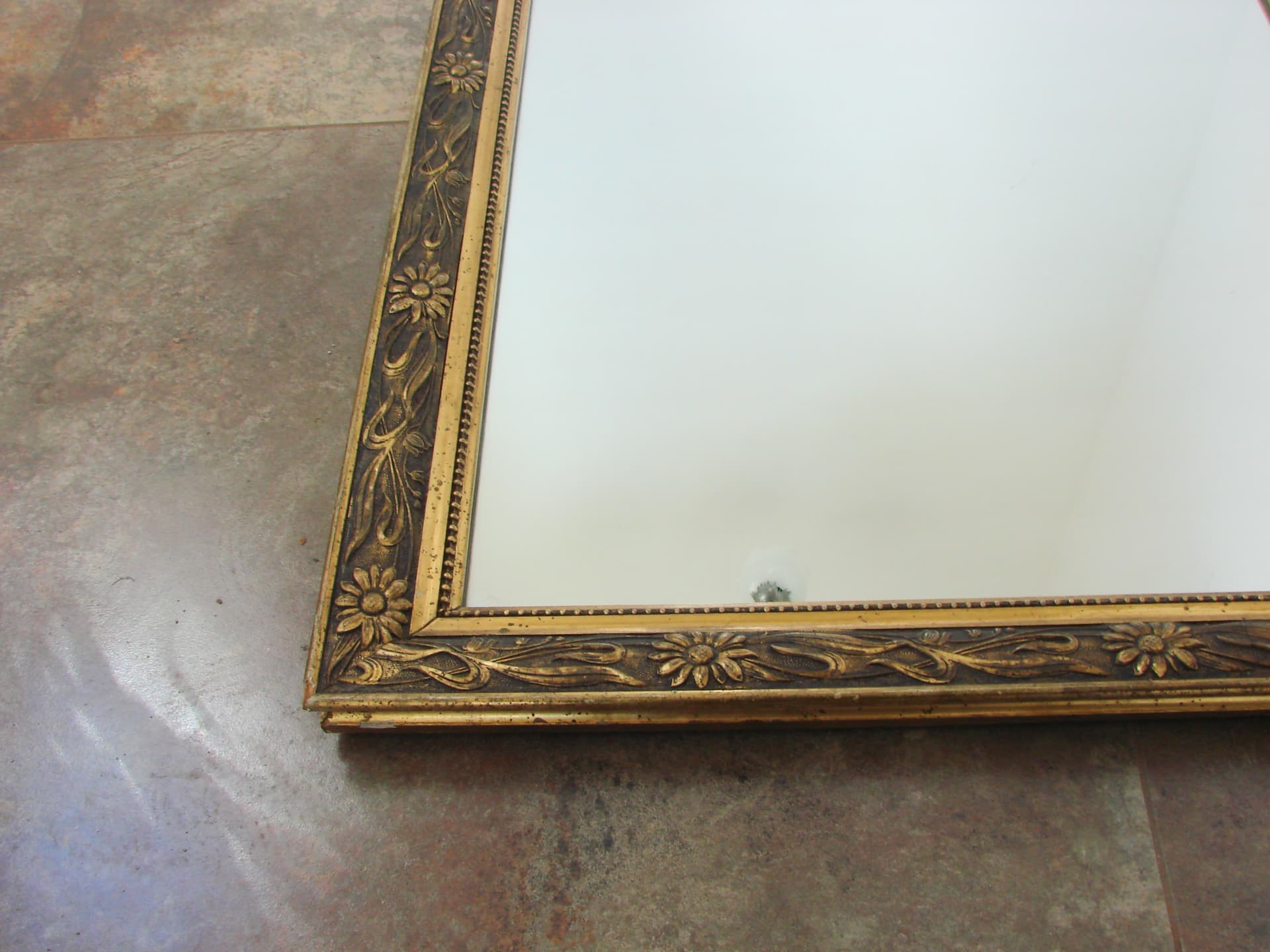 Wall mirror, gold brown, wood glass, 1960s - 316800