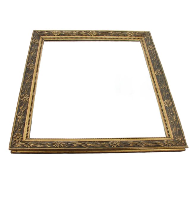Wall mirror, gold brown, wood glass, 1960s - DIMENSION