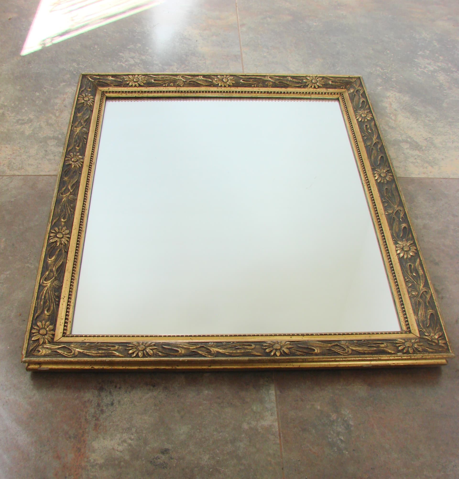 Wall mirror, gold brown, wood glass, 1960s - 316799