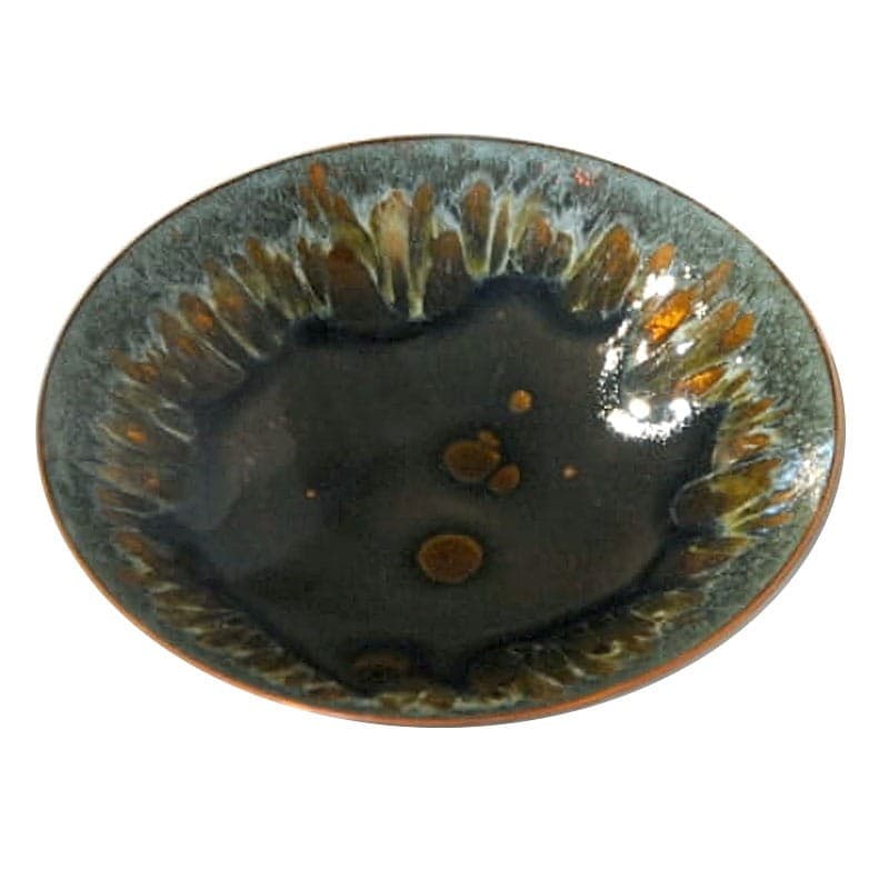 Pedestal Dish, green enamel, brass, Germany, 1960s. - 317478