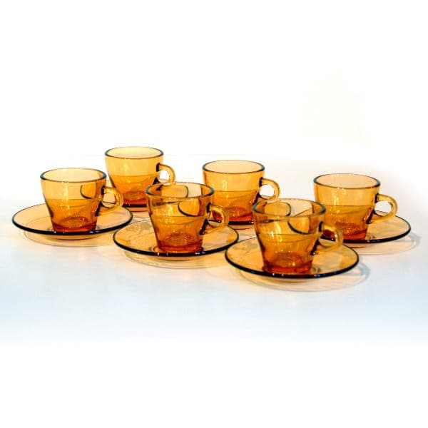 Zestaw sześciu filiżanek do espresso, szkło pomarańczowe, Włochy, lata 70. - 317473