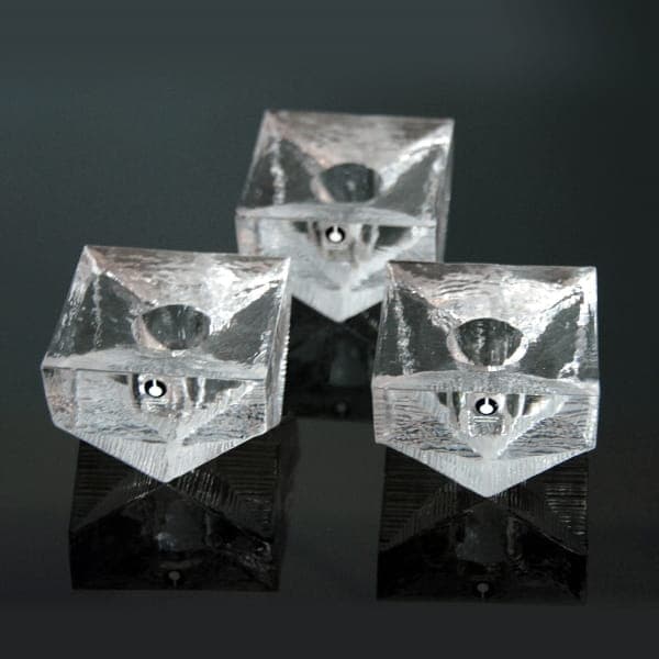 Set of Three Candle Holders, transparent glass, by E. Englund, Sweden, 1970s. - 317469