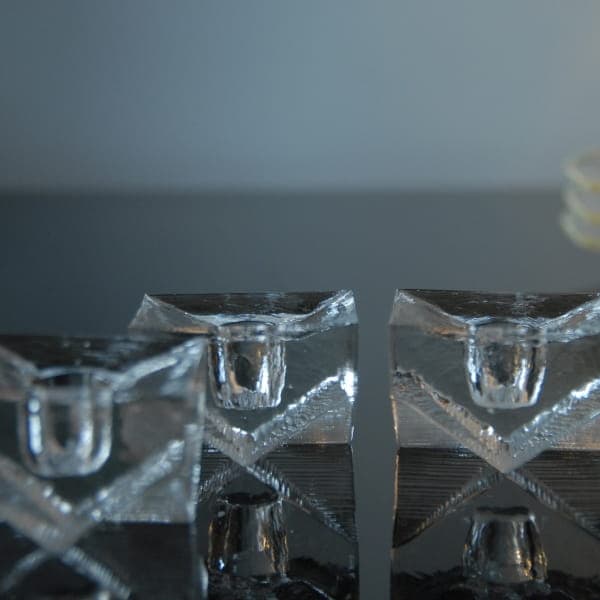 Set of Three Candle Holders, transparent glass, by E. Englund, Sweden, 1970s. - 317468
