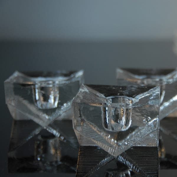 Set of Three Candle Holders, transparent glass, by E. Englund, Sweden, 1970s. - 317467