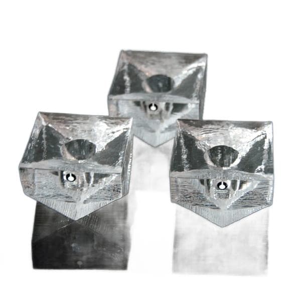 Set of Three Candle Holders, transparent glass, by E. Englund, Sweden, 1970s.