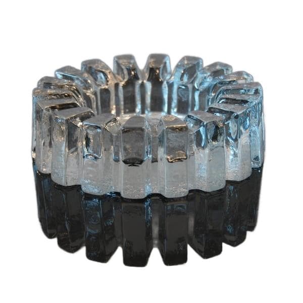 Glass centerpiece, transparent blue, Pukeberg, Sweden, 1970s. - DIMENSION
