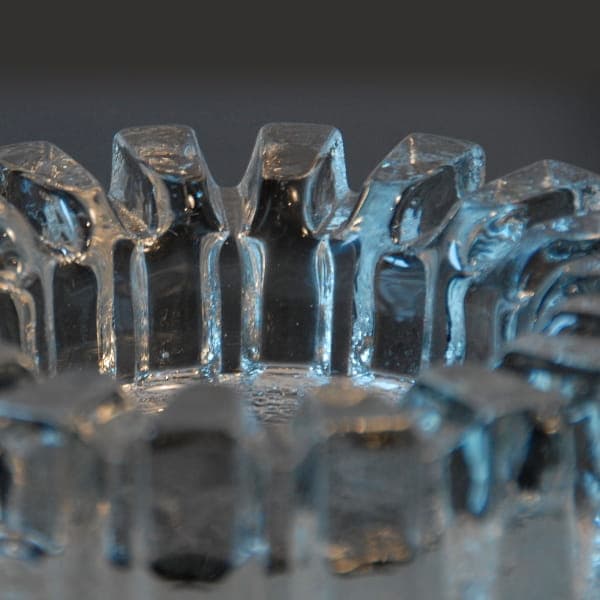 Glass centerpiece, transparent blue, Pukeberg, Sweden, 1970s. - 317448