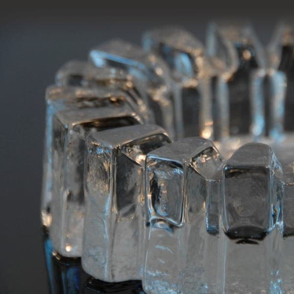Glass centerpiece, transparent blue, Pukeberg, Sweden, 1970s. - 317447