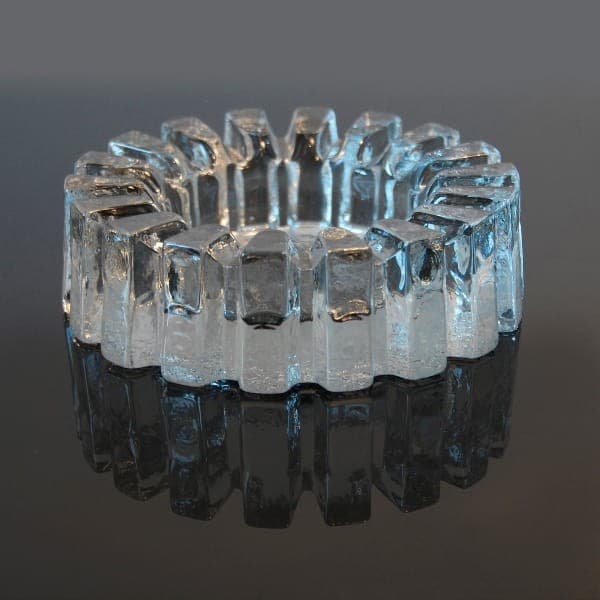 Glass centerpiece, transparent blue, Pukeberg, Sweden, 1970s. - 317449