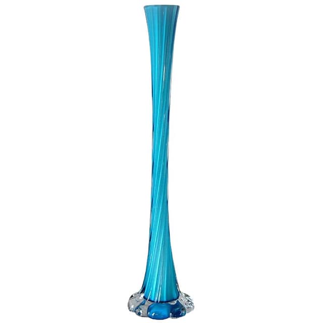 Vase, blue white transparent glass, 1970s. - DIMENSION