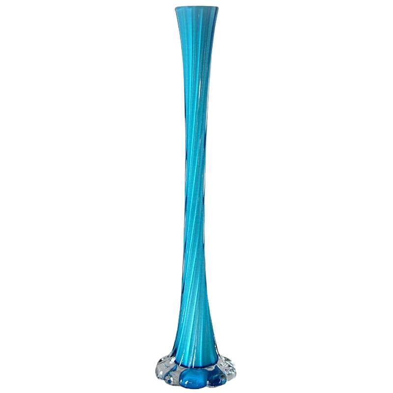 Vase, blue white transparent glass, 1970s.